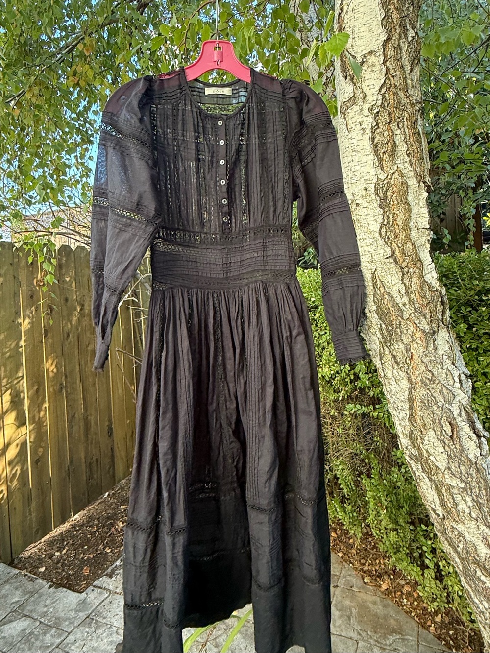 DÔEN Marla Black Lace Midi Dress XXS Altered Collar